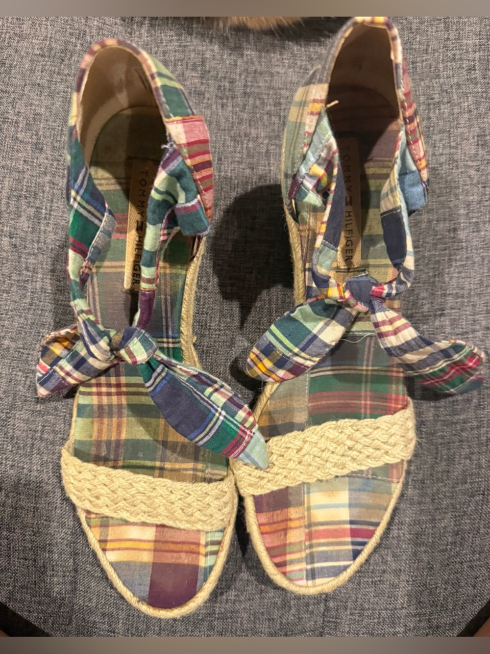 Tommy Hilfiger Multicolor Plaid Espadrille Wedges